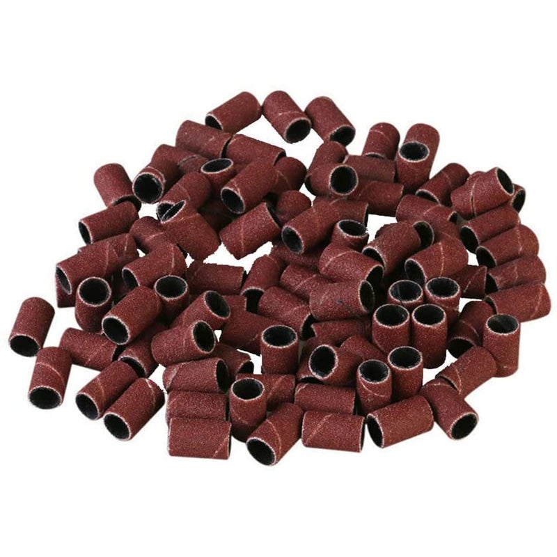 Boxonly 100 Pieces Sanding Bands Sleeves Drum Sander Set 240 Grit Sanding Drum Sand Bands Shank Rotary Tool Kit with 2 Mandrels - Image 1